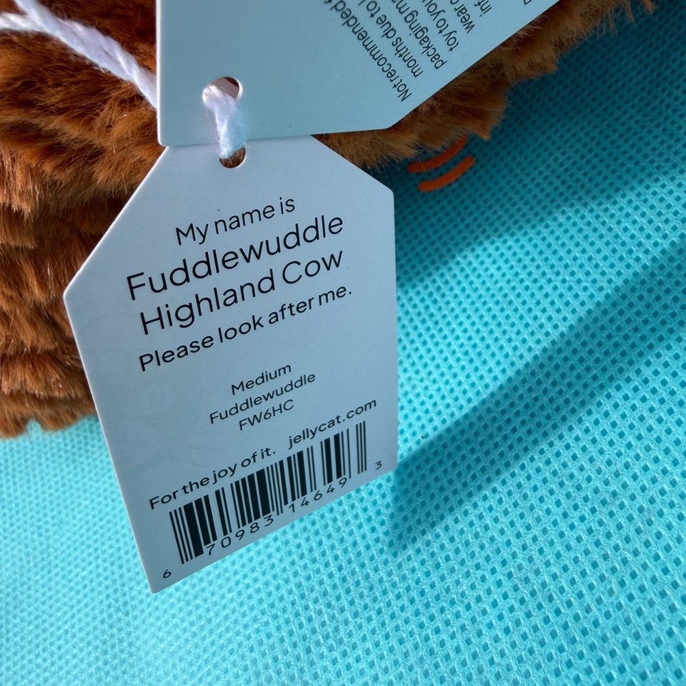 Jellycat FUDDLEWUDDLE HIGHLAND COW - Medium 8" Plush - Brand New with Tags - Picture 8 of 9